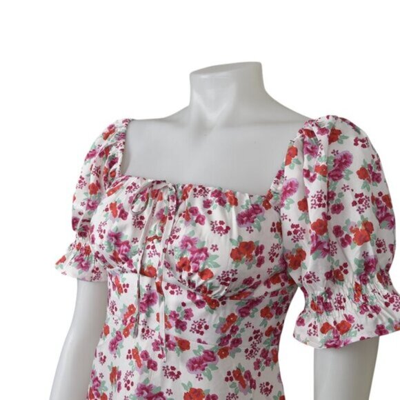 NWT SBetro Floral Mini Dress White Pink Ditsy  Ruffle Sleeves Size Small - Picture 3 of 11